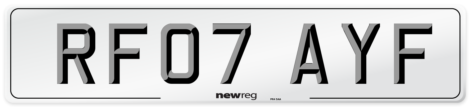 RF07 AYF Number Plate from New Reg